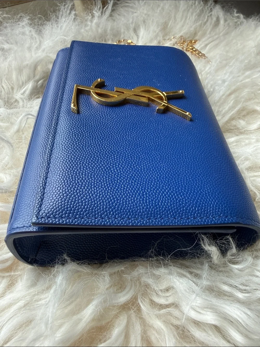 Saint Laurent Royal Blue YSL Monogram Chain Crossbody - Picture 4 of 9